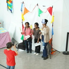 guests pose at the photo booth