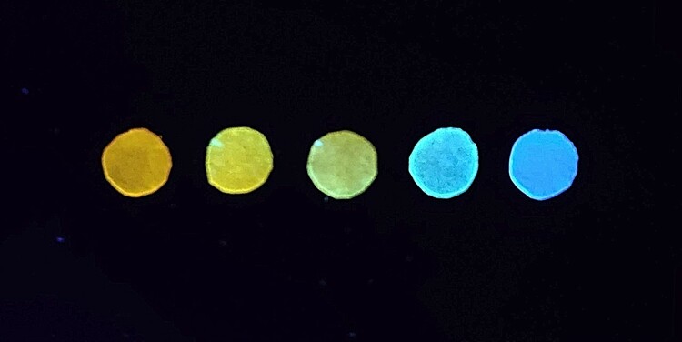 The paper-based sensor turns orange as it is exposed to carbon dioxide. The inexpensive, easy-to-produce sensors could have uses in smart buildings or other facilities where continuous CO2 monitoring is needed. (Image: Al Meldrum)