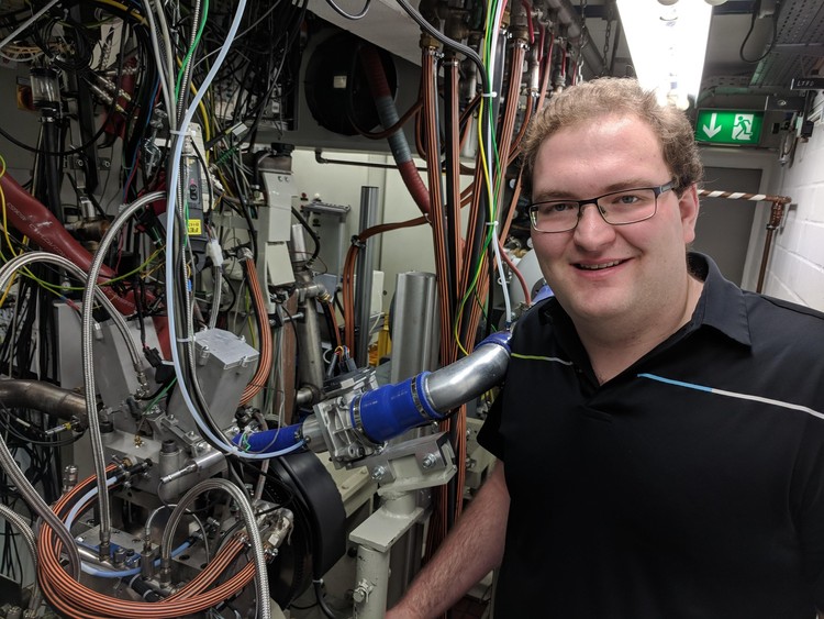 Future Energy Systems HQP David Gordon in his lab at the Institute for Combustion Engines at RWTH Aachen, Germany.