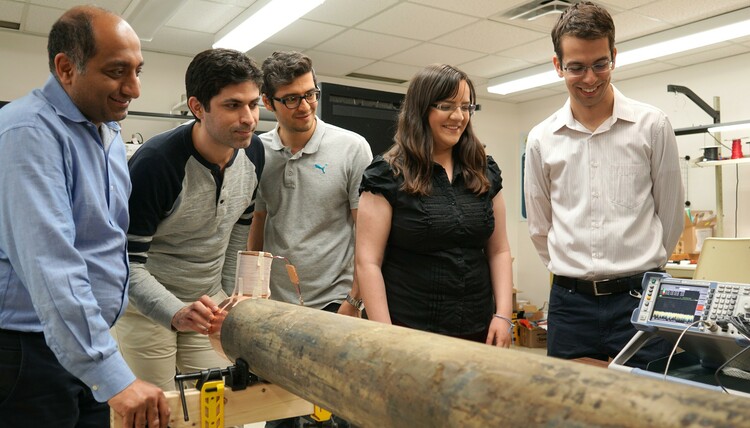 Future Energy Systems Principal Investigator Pedram Mousavi and his team in the Intelligent Wireless Technology Lab.