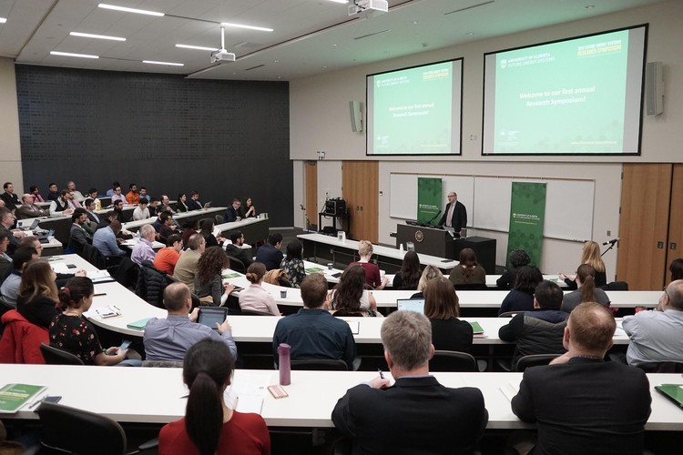 Future Energy Systems Director Larry Kostiuk opens the 2018 Research Symposium.